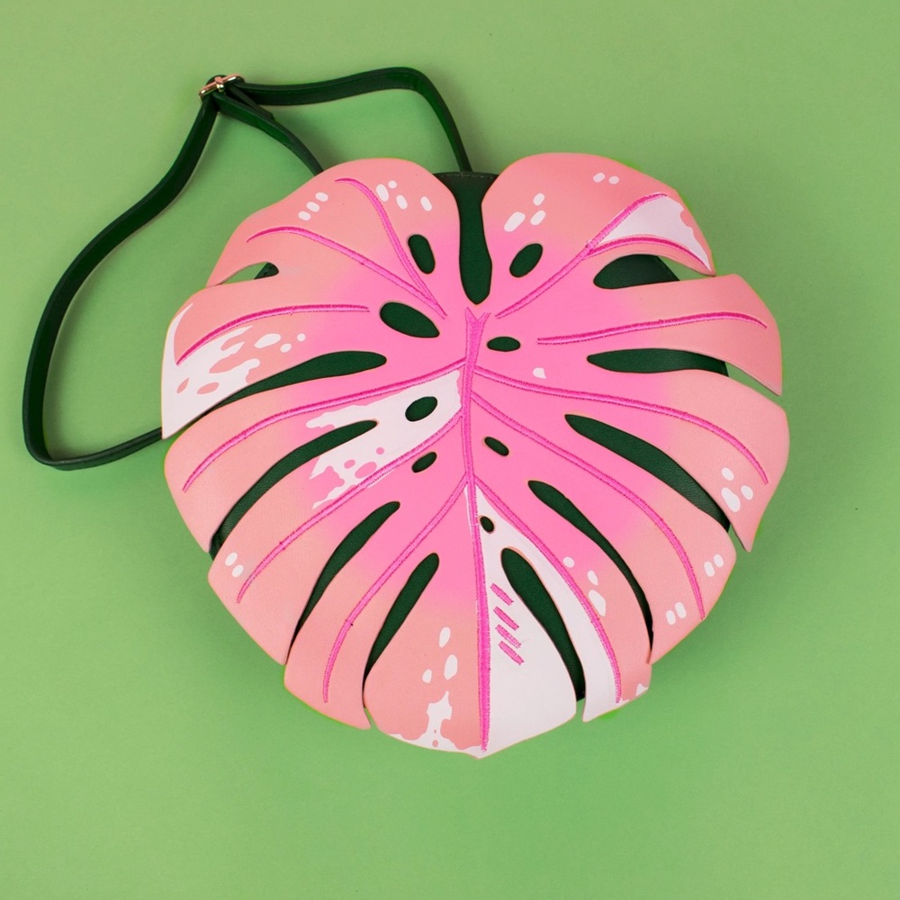 Morning Witch Pink Monstera Leaf Convertible Bag